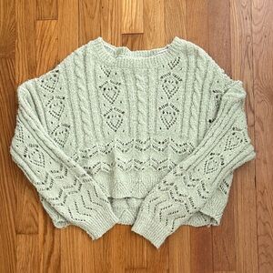 Altar'd State Light Green Cable Knit Sweater